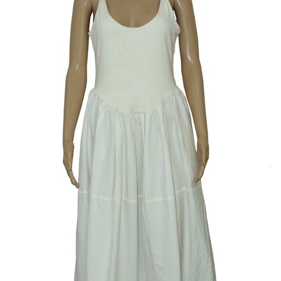 Free People Dylan Midi Dress Ivory Smocked Pleated S - Picture 4 of 7